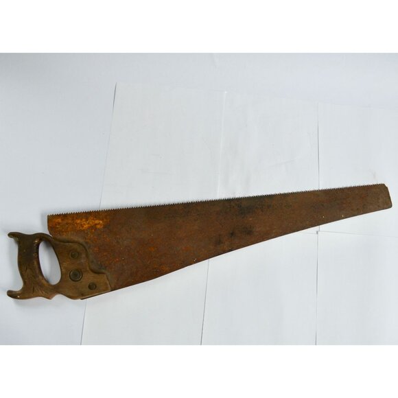 Vintage Warranted Superior Handsaw 26" Saw Wood Handle - Picture 5 of 7